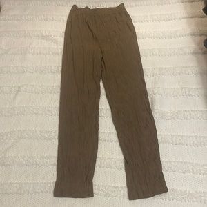 Vintage 1990s Chaus Petites pants crepe Brown pull on elastic waist women size S